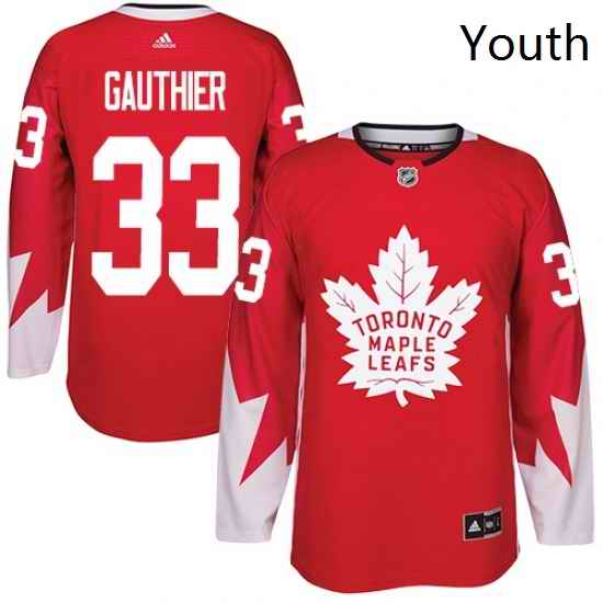 Youth Adidas Toronto Maple Leafs 33 Frederik Gauthier Authentic Red Alternate NHL Jersey
